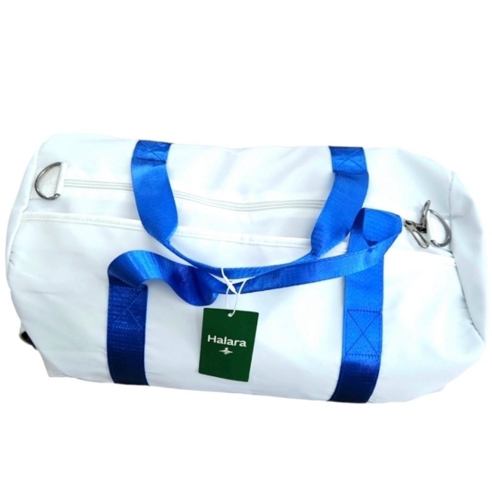 HALARA White and Blue Duffel Bag Sporty Design